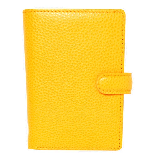 Filofax Finsbury Organizer, Mini Size, Mustard - Traditional Grained Leather, Five Rings, Week-to-View Calendar Diary, Multilingual, 2024 (C022618-24)