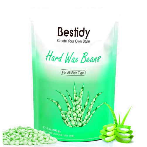 Bestidy Wax Beads, Bagged 500g/1.1lb/17.6oz, Waxing beans for Hair Removal, Women Men, Home Waxing for All Body and Brazilian Bikini Areas Green
