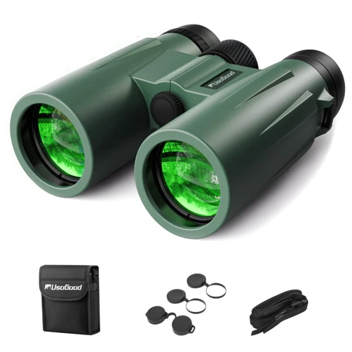 Usogood Professional 12x42 HD Binoculars - High Powered Large View with Clear Low Light Vision - Adults Binoculars for Bird Watching, Hunting, Hiking, Travel, Cruise, Green, AT66V3