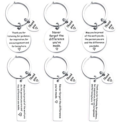 Taiyin 12 Pieces Thank You Gifts Appreciation Keychain Make a Difference Keychain Inspirational Stainless Steel Appreciation Keyrings Gifts for Women Volunteer Teacher Employee Social Worker(Silver)