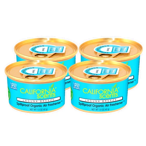 California Scents Spillproof Organic Air Freshener, Laguna Breeze, 1.5 Ounce Canister (Pack of 4)