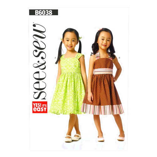 Butterick Patterns B6038 Children's/Girls' Dress and Belt Sewing Template, Size A