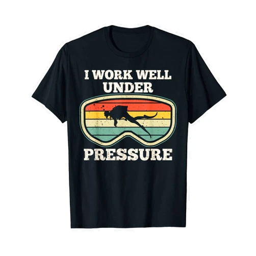 Scuba Diving Gifts for Diver by DIMMERCH I Work Well Pressure Distressed Scuba Diving Diver T-Shirt