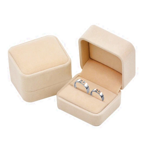 KINGWEDDING Flocked Earring Gift Boxes Jewelry Box,Rings Boxes (Beige)