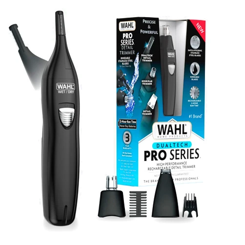 Wahl Pro Series® Rechargeable Eyebrow, Ear & Nose Hair Trimmer for Men – Painless DualTech® Eyebrow Trimmer & Facial Hair Removal Device – Model 3025656