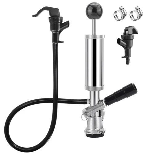 Chciyich 4” Beer Tap Keg Tap Pump, D-System Beer Pump Keg Pump for US Sankey Keg Beer Party Pump Picnic Hand Pump with 2 Beer Faucet & Beer Hose, Kegerator Pump Draft Beer Faucet Beer Dispenser for Home bar