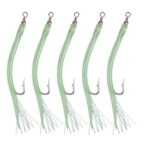 AGOOL Classic Striped Bass Tube Lures Cod Rig Tube Teaser with Stainless Steel J Hook for Offshore Trolling Striper Bass Cod Big Game Fishing Green/Red