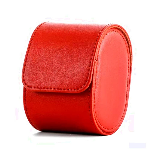 VENSOOL Premium Pu Leather Handmade Single 1 Watch Storage Box For Men For Women Travel Display 1 Watch Case Jewelry Gift Box Handcrafted Watch Organizer (red)