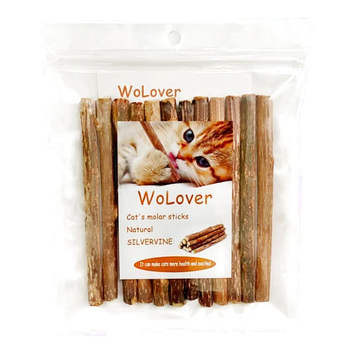 WoLover Silvervine Sticks for Cats, Natural Catnip Sticks Matatabi Chew Sticks Teeth Molar Chew Toys for Cat Kitten Kitty (at Least 12 PCS)
