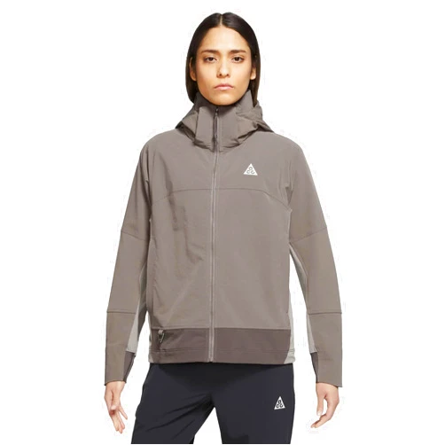 Nike ACG Sun Farer Women's Loose Fit Full-Zip Water-Resistant Jacket, Olive/Grey Ironstone, LARGE