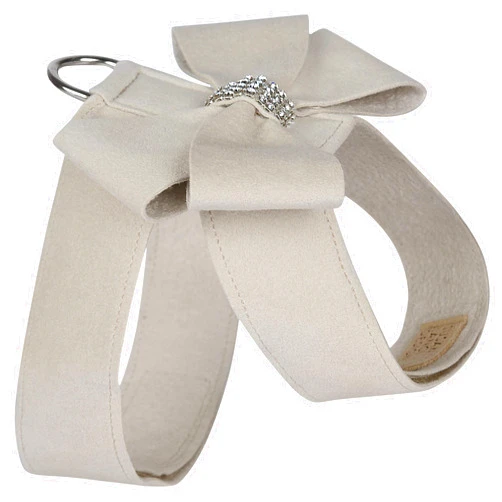 Susan Lanci Designs Premium Ultrasuede Nouveau Bow Tinkie Harness, Doe, X-Small