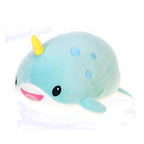 Plush Gear Snuggly Lyssa Lil’ Huggy - 8” Narwhal Plush Toy with Soft and Squishy Pillow - Cute and Cuddly Stuffed Animal for Kids, Baby Showers, Birthdays