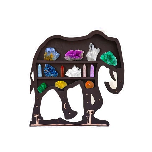 CLEIDE Moon Shelf for Crystals with Stand Crystal Wall Decor, Crystal Shelf Display, Moon Jewelry Dish, Boho Shelves Essential Oil Shelf (Color : Elephant)