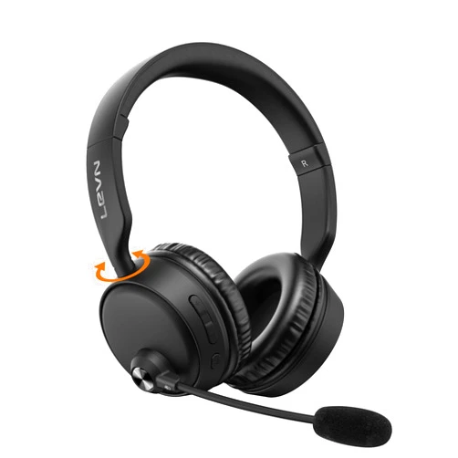 LEVN Bluetooth Headset with Microphone, 60 Hrs Working Time Dual Connection Bluetooth Headphones with Mic, Wireless Headset with Mic for Work/Video Meetings/Phone/Call Center/PC/Music/Zoom/Teams