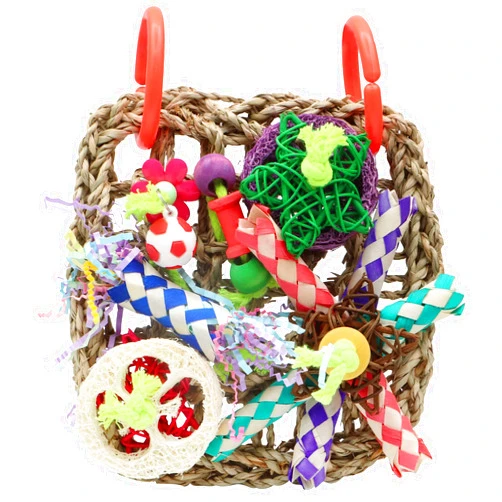 ZOCONE Bird Toys, Bird Foraging Toys, Bird Chewing Toys, Edible Seagrass Woven Parrot Toys, Loofah Hanging Bird Toys for Cockatiels, Parakeets, Medium/Small Parrots, Finch, Lovebirds
