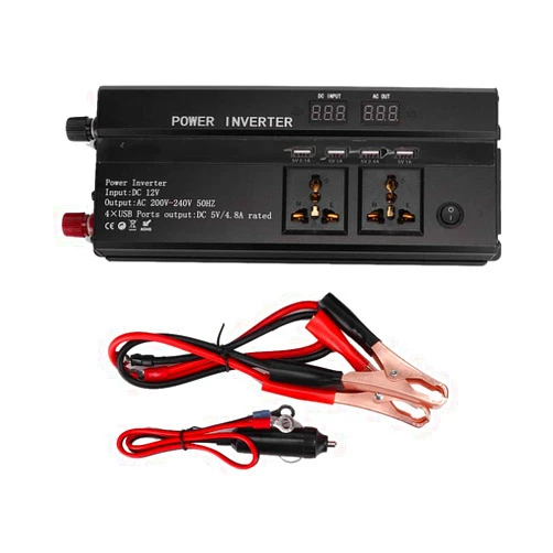 Suuonee Car Power Converter, 4000W DC 12V to AC 220V LCD Display Pure Sine Wave USB Power Inverter Converter