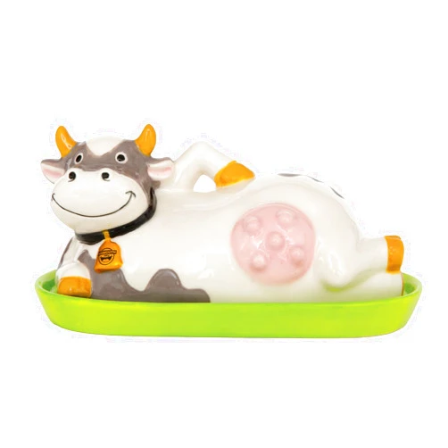 BigMouth Inc Udderly Buttery Novelty Butter Dish, Ceramic Cow-Shaped Lid, Perfect Homestead Gift, Holds 1 Stick, Farmhouse Kitchen Decor