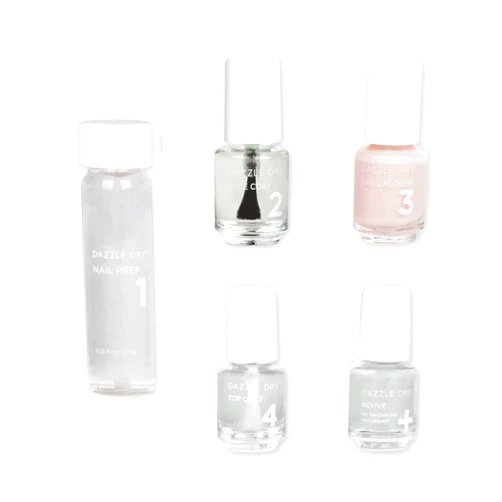 Dazzle Dry Mini Kit 4 Step System - Truth, a pale Himalayan salt pink. Semisheer cream. (5 Piece Kit / 5 Manicures)