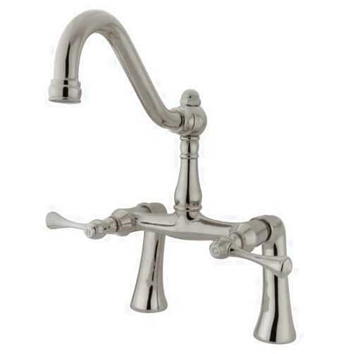 Kingston Brass KS3238BL Restoration 7-Inch Center Deck Mount Clawfoot Tub Faucet, 12.75 x 8.5 x 7, Brushed Nickel