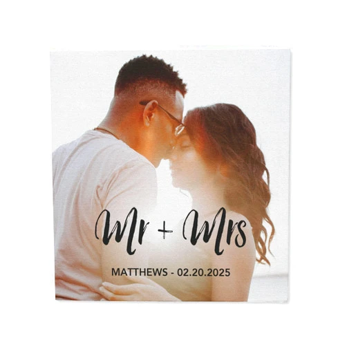 Weddingstar Custom Photo Printed Paper Cocktail Napkin - Handwritten Elegance