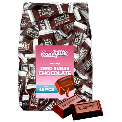 Candylish Hershey Zero Sugar Milk Chocolate Candy Bars - Approx. 45 Pieces Bulk Pack
