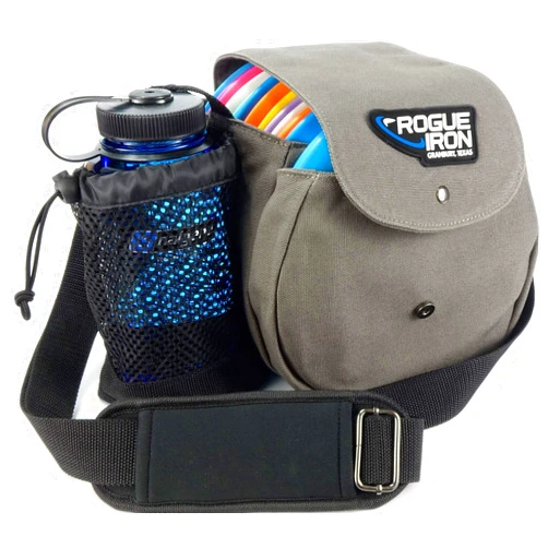 Rogue Iron Sports Rogue Iron Disc Golf Satchel Bag- Sling Tote Bag for Frisbee Golf - Holds Up to 14 Discs, Large 32oz Water Bottle, and Accessories V2 (14 Disc Gray)