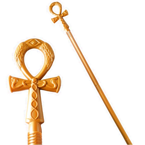 Spooktacular Creations Halloween Staff, Egyptian Costume Walking Cane Accessories for Dress Up, Gold Egyptian Style Walking Stick Toy Prop for Kids Women Men Halloween Cosplay Party Pretend Play