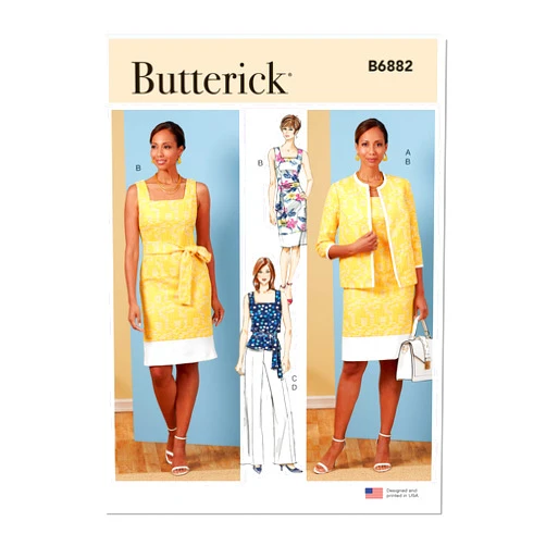 Butterick Misses' Jacket, Sash, Top, Pants and Dress Sewing Pattern Kit, Design Code B6882, Sizes 16-18-20-22-24