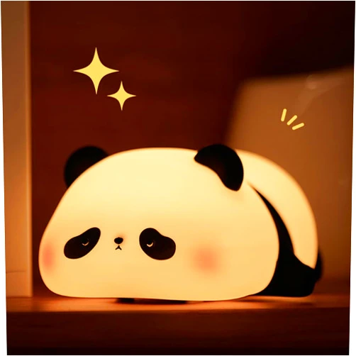 Kabvuo Cute Panda Night Light, LED Squishy Silicone Animal Lamp,3 Level Dimmable Timer Nightlight for Bedroom Nursery,Rechargeable Bedside Touch Lamp for Room Decor