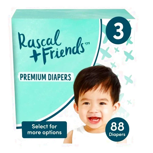 Generic Rascal + Friends Premium Diapers Size 3, 88 Count,1 Pack, Green,white