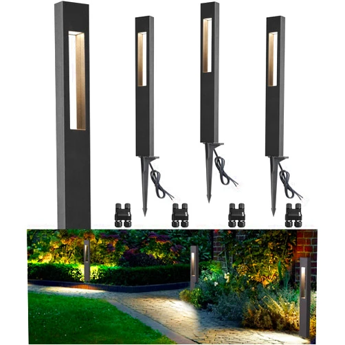 SUNVIE 3W Low Voltage Pathway Lights 3000K LED Low Voltage Landscape Lights 12V Waterproof Landscape Path Lights Low Voltage Landscape Lighting for Walkway Yard Backyard Garden ETL Listed Cord, 4 Pack