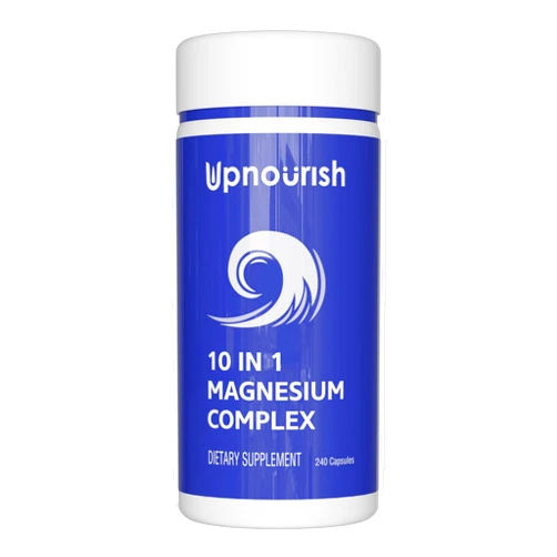 UpNourish Magnesium Supplement - 10 in 1 Magnesium Complex - Full Spectrum Magnesium Mineral Supplements with Glycinate, Citrate, Taurate, Malate, Carbonate, Oxide and More, 240 Vegan Capsules
