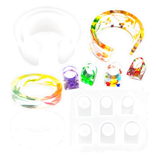 Muyulin Bracelet Bangle Resin Silicone Mold (3 Piece Set) DIY Dry Flower Epoxy Resin AB Glue Ring Mold, Used for Resin Ring, Bracelet Jewelry, Necklace Pendant Making, Epoxy Resin Craft Decoration Products