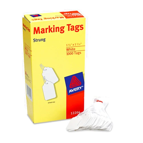 Avery 12204 Medium-Weight White Marking Tags, 1 3/4 x 1 3/32 (Box of 1000)