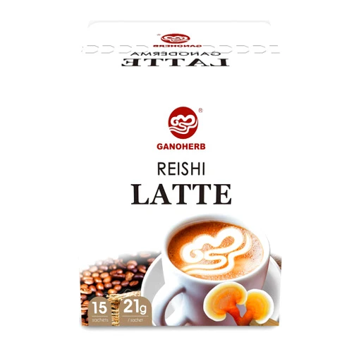 GANOHERB Reishi Mushroom Latte Coffee Powder, 4 in 1 Instant Arabica Coffee with Organic Ganoderma Lucidum Extract to Improve Appetite Stress Relief, Rich Taste Excellent Flavor, 11.1oz (15 Count)
