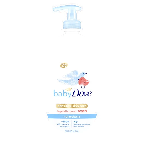 Baby Dove Sensitive Skin Care Baby Wash For Baby Bath Time Rich Moisture Tear-Free and Hypoallergenic, 20 oz (Packaging May Vary)