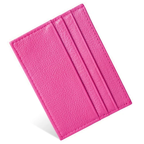 URAQT Leather Wallet, RFID Blocking Minimalist Card Holder, 6 Card Slots & 1 Pocket, Front Pocket Wallets for Men & Women (Rose Red)