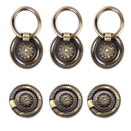 YankMooM Antique Dresser Knobs Bronze Ring Drawer Pulls Round Drawer Handles Vintage Cabinet Knob 1.77 Inch for Nightstand Cupboard Drawer Cabinet Pull(6 Pack)