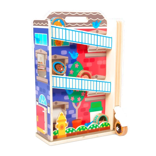 Melissa & Doug GO Tots Wooden Town House Tumble with 6 Disks - FSC Certified