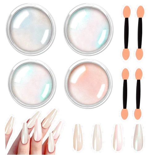 Allstarry Chrome Nail Powder Metallic Mirror Effect Pigment Iridescent Aurora, Mermaid Pearl Glitter Dust Kit for Gel Polish Nail Art Decoration, Resin Craft- Violet Green Emerald
