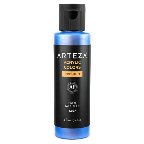 ARTEZA Iridescent Acrylic Paint, A707 Fairy Tale Blue, 118 ml Bottle, Chameleon Colors, High-Viscosity Shimmer Paint, Water-Based, Blendable, for Canvas, Wood, Rocks, Fabrics and More