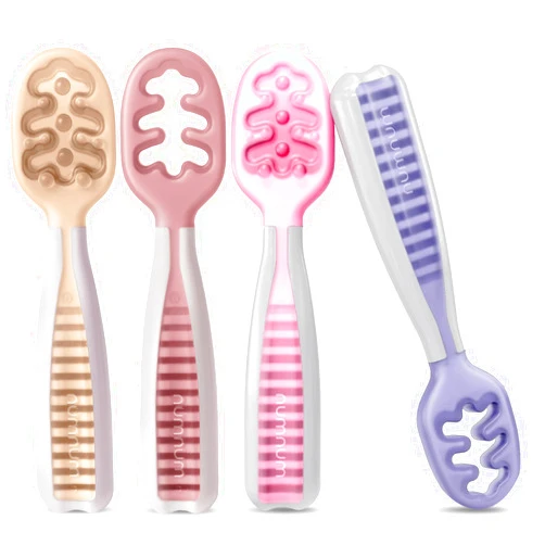 NumNum Baby Spoons Set, Baby Essentials Pre-Spoon GOOtensils for 6+ Months, First Stage Self-Feeding Spoons for Baby Led Weaning (BLW), Silicone Toddler Utensils, BPA-Free, 4 Pack Sweet Dreams