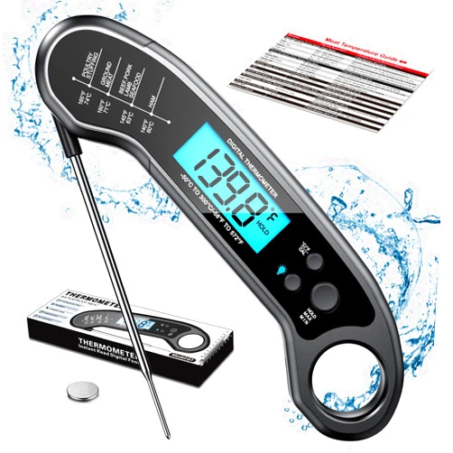 ROUUO Meat Thermometer Digital, Instant Read Meat ThermometerI for Grill and Cooking, Waterproof Food Thermometer for Kitchen and Outside, BBQ, Turkey, Candy, Liquids, Beef