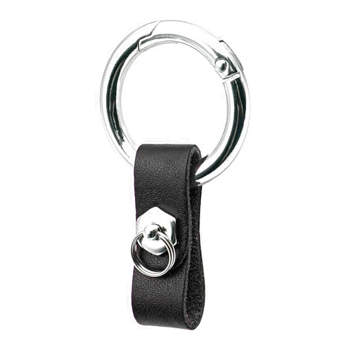 MECHCOS Key-Chain with Quick-Release Spring Clip Keyring - Leather and Metal Car Keychain for Men or Women, with Anti-lost Ring, Black