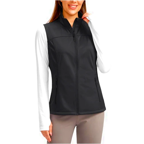 Soothfeel Women's Vest with Zipper Pocekts Lightweight Softshell Sleeveless Jacket Hiking Travel Golf Running Vest for Women