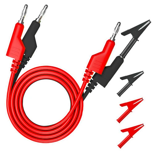 Tallsocne 6pcs Stackable Banana to Banana Plug Test Cable Lead Set with 4mm Socket Banana Jack Copper Alligator Clips （4 Clips） 2 Test Wires Included, for Multimeter Leads, Electrical Test Leads 1000V Max 19A