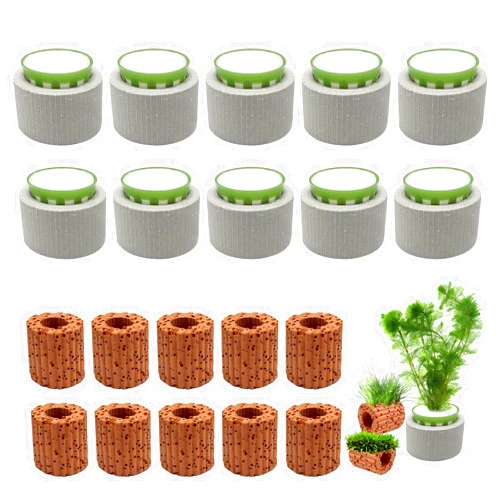 Rainmae 20 Pack New Upgrade Aquarium Plant Weights, Aquatic Water Plant Fixed Rings, Water Plants Cultivation Fixed Ring Plant Pot, Landscape Ceramic Pottery Gravity Ring for Fish Tank Accessories