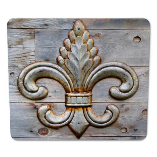 Ambesonne Fleur De Lis Mouse Pad, Lily on Weathered Old Wooden Planks Historical Theme Image, Rectangle Non-Slip Rubber Mousepad, Standard Size, Charcoal