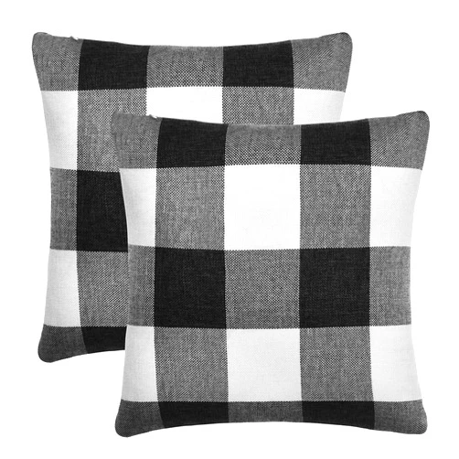 Tosewever Set of 2 Buffalo Check Plaid Pillow Covers Farmhouse Rustic Pillow Cases, Cotton Linen Throw Pillow Covers Cushion Case for Home Decor Car Bed Sofa Couch (18