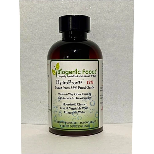 Biogenic Foods HydroProx 35 - Pure Food Grade Hydrogen Peroxide (Diluted to 12% for UPS Shipping), 4 oz, hp12-4oz